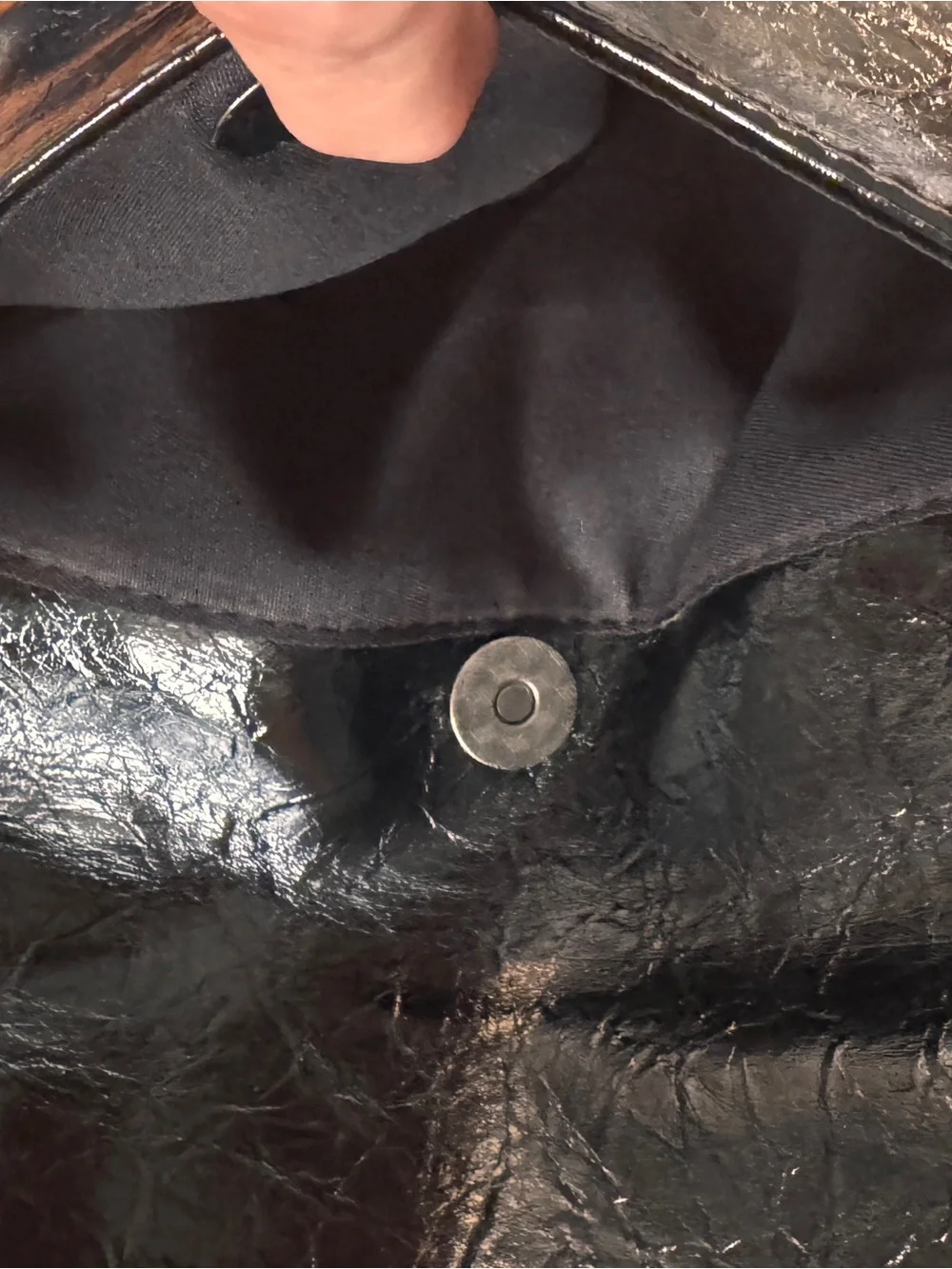 Black Patent Chain Crossbody Bag - Unbranded